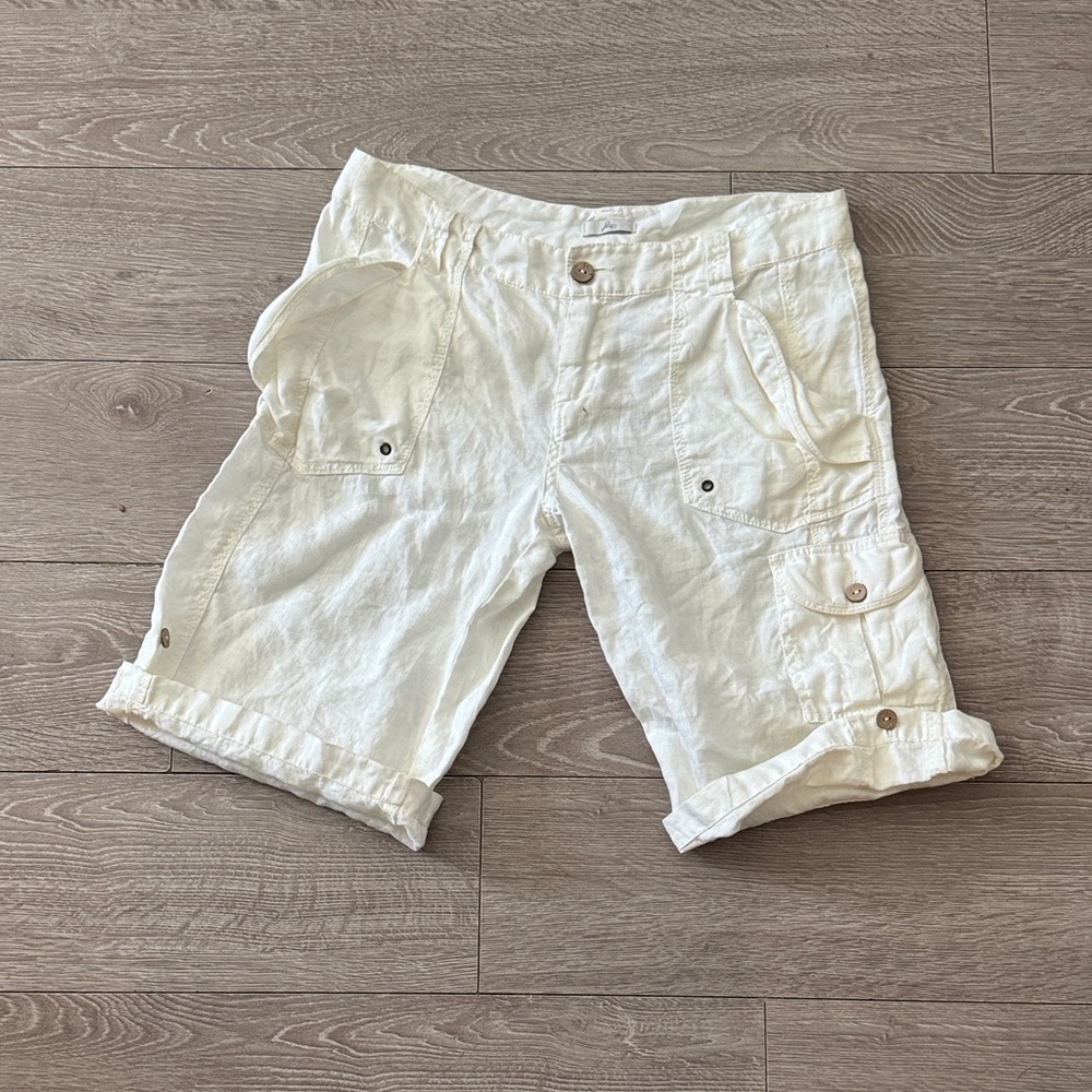 Joie Cream Linen Cargo Shorts